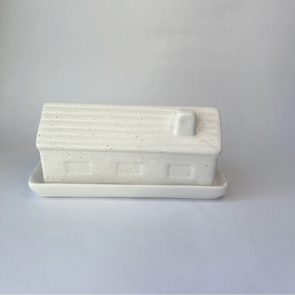 Ceramic White House Butter Dish
